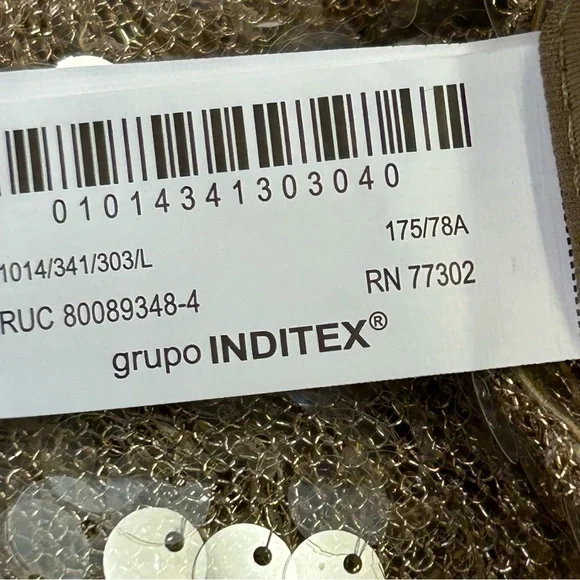 Zara champagne gold sequin embellished sparkly knit dress pants pull on L NWOT - Picture 11 of 15